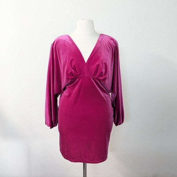 NWOT Eloquii Velvet  Dress Pink 20 holiday party cocktail fall winter retro 70s - Picture 1 of 8
